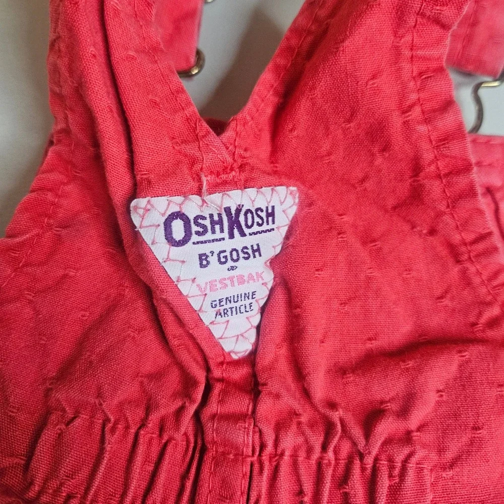 Vintage OshKosh Bgosh Red Cotton Vestbak Overalls 18M USA Made Embroidered Patch